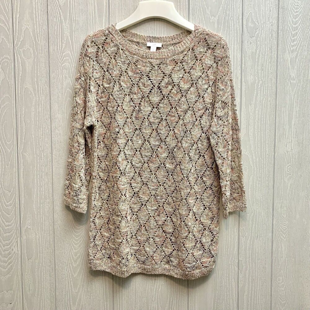 J Jill Pebble Diamond Pointelle Sweater XS NWT